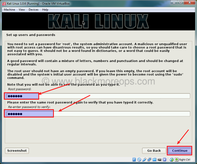 kali linux virtualbox image password and username