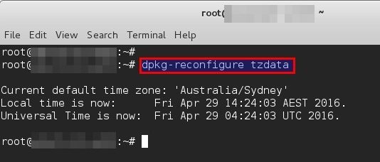change timezone linux server