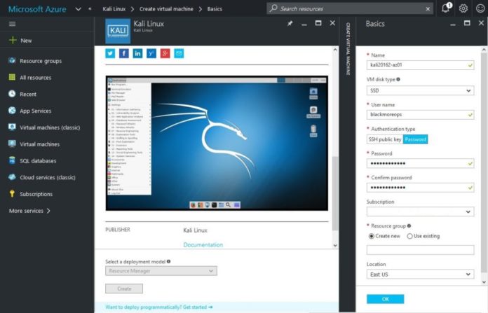 Run Kali Linux in Microsoft Azure on SSD for free - blackMORE Ops - 1